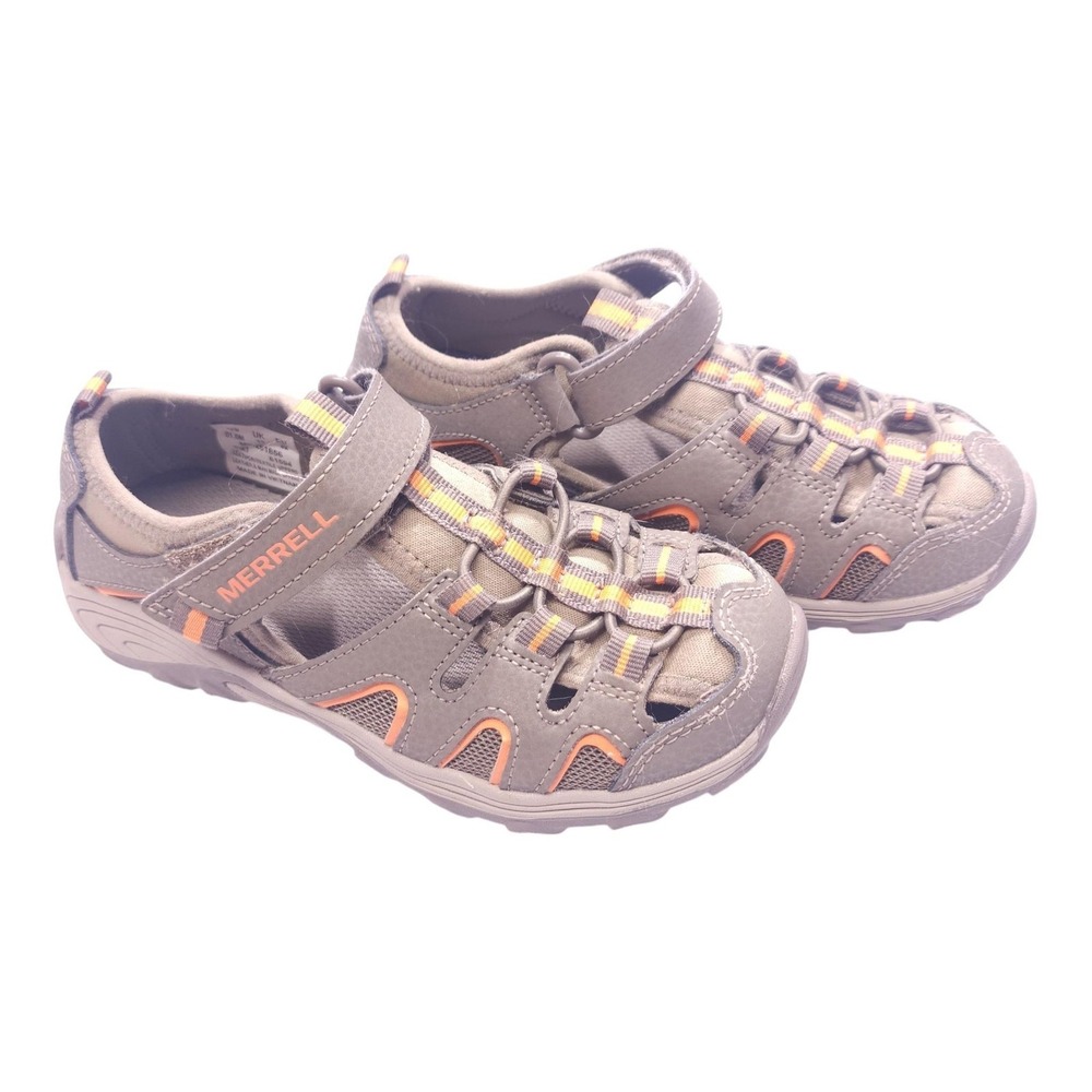 Merrell Fisherman Sandals Kids Size 1 Gray Leather Hiking Outdoor